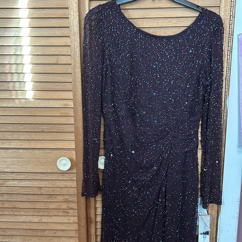 Patra - 11681 Beaded Sheer Long Sleeve Sheath Dress size 6 NWT